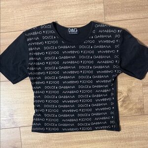 Vintage Rare 1995 Dolce & Gabbana All Over Print Black Baby T